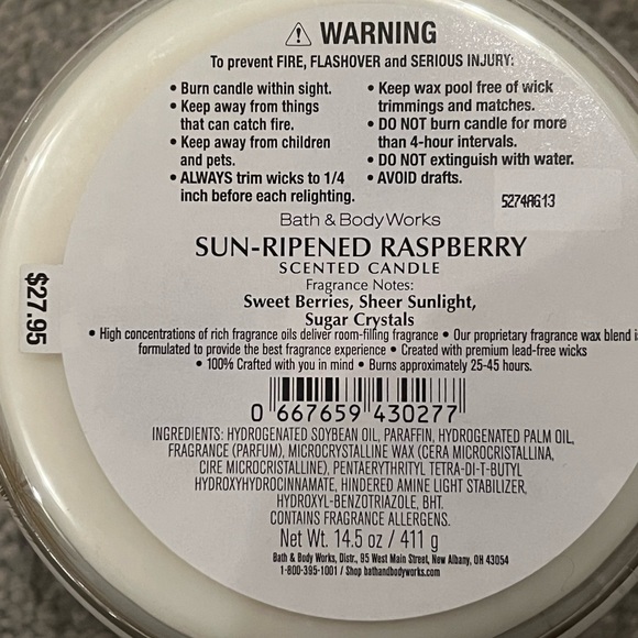 Bath & Body Works Sun Ripened Raspberry Candle - Picture 3 of 3